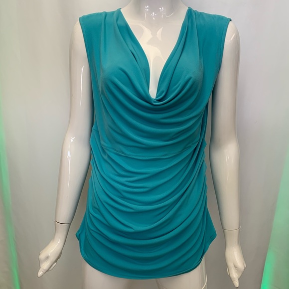 EVA VARRO SLEEVELESS,DRAPED NECK ,PLEATED SIDE TOP - Picture 1 of 4